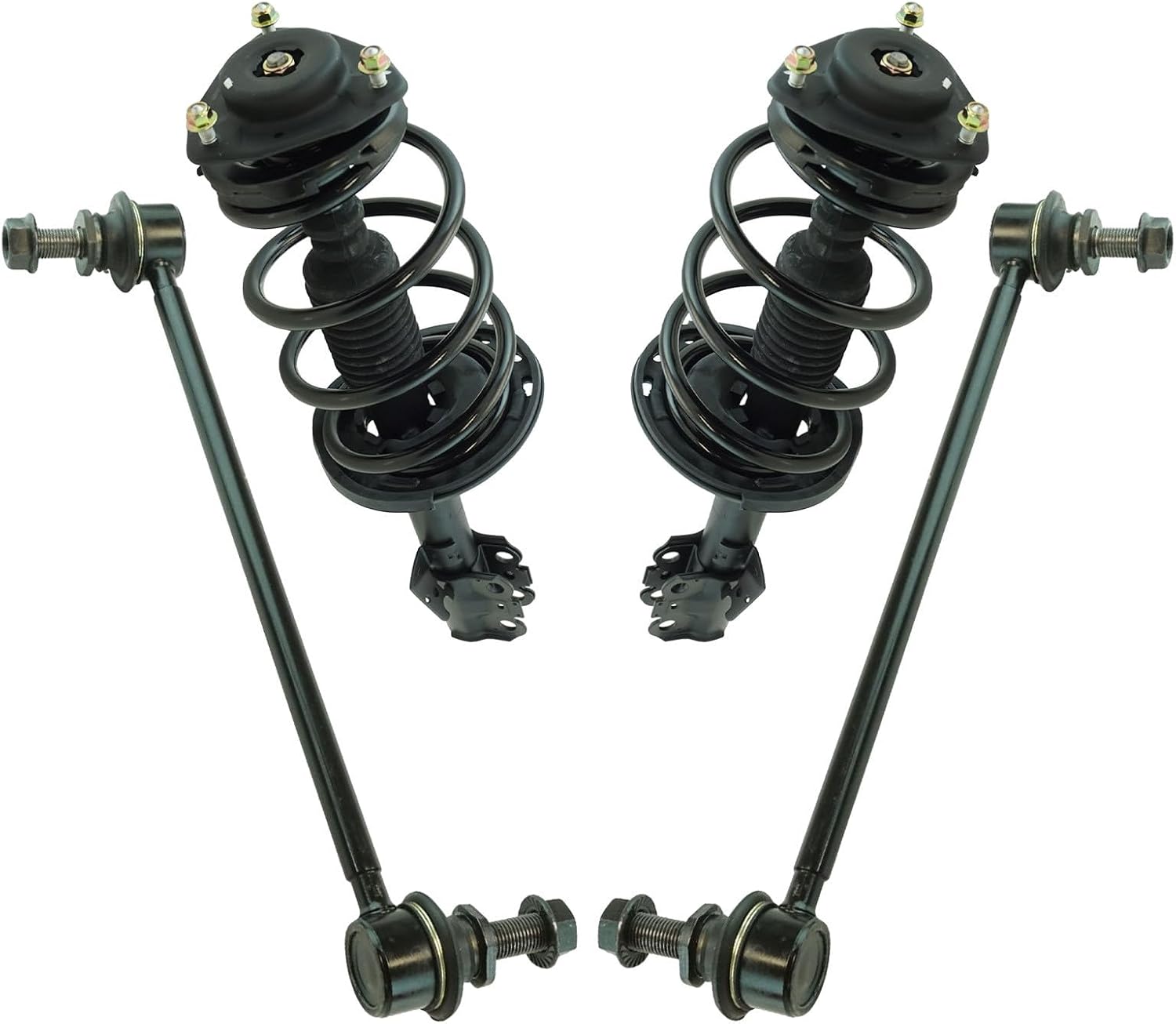 TRQ Front Suspension Kit Complete Strut & Coil Spring Assembly Sway Bar Stabilizer Link Compatible with 2011-2014 Toyota Sienna