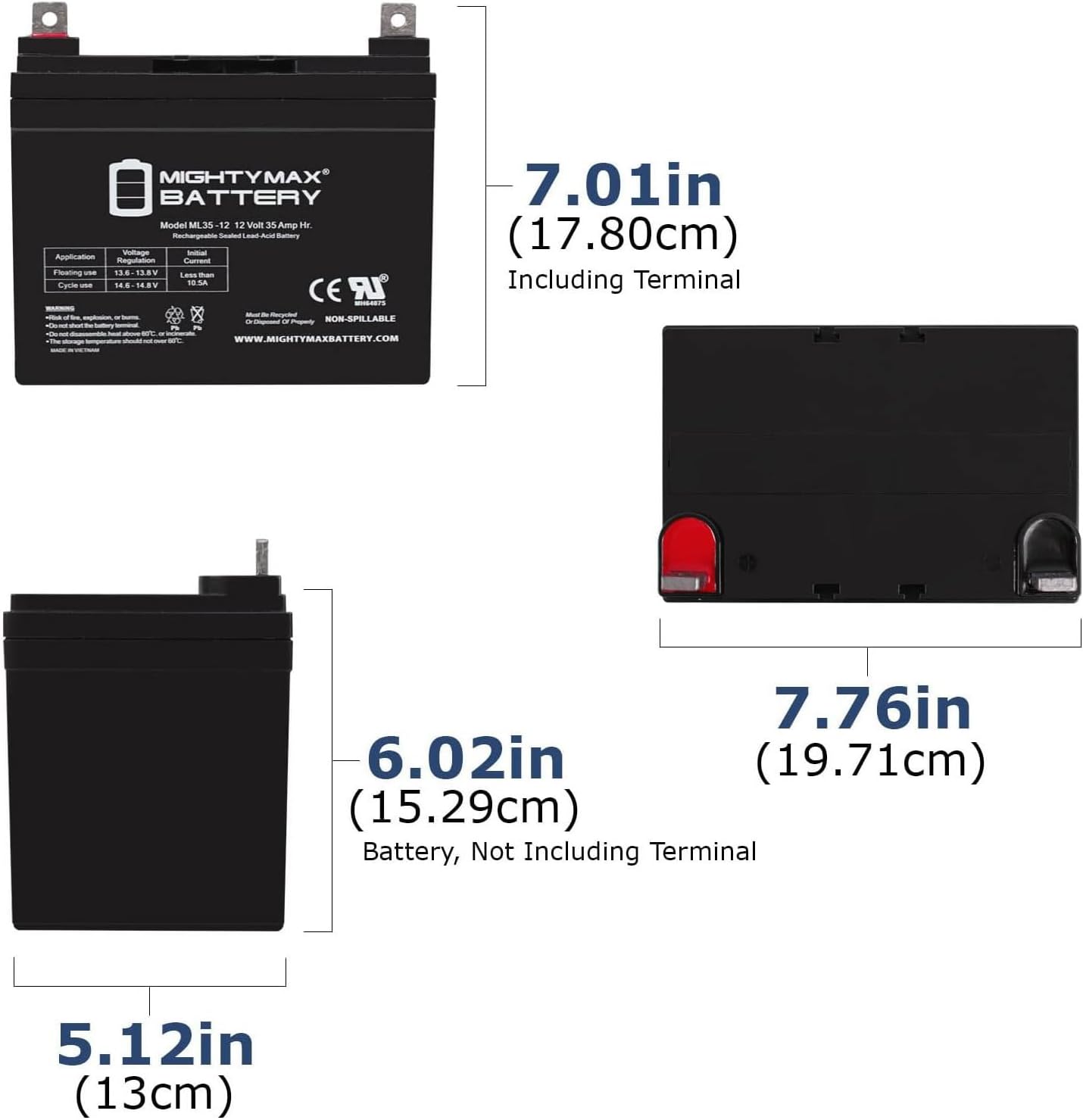 Mighty Max Battery 12V 35AH SLA Battery for Goal Zero YETI 400 Solar Generator - 2 Pack