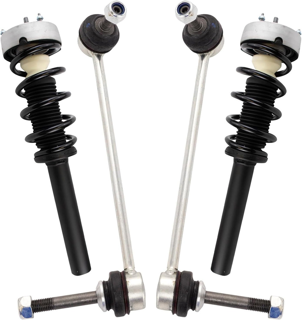 TRQ Front Suspension Kit Shock & Spring Strut Assembly Sway Bar Stabilizer Link Compatible with 2014-2018 BMW X5 2015-2019 X6