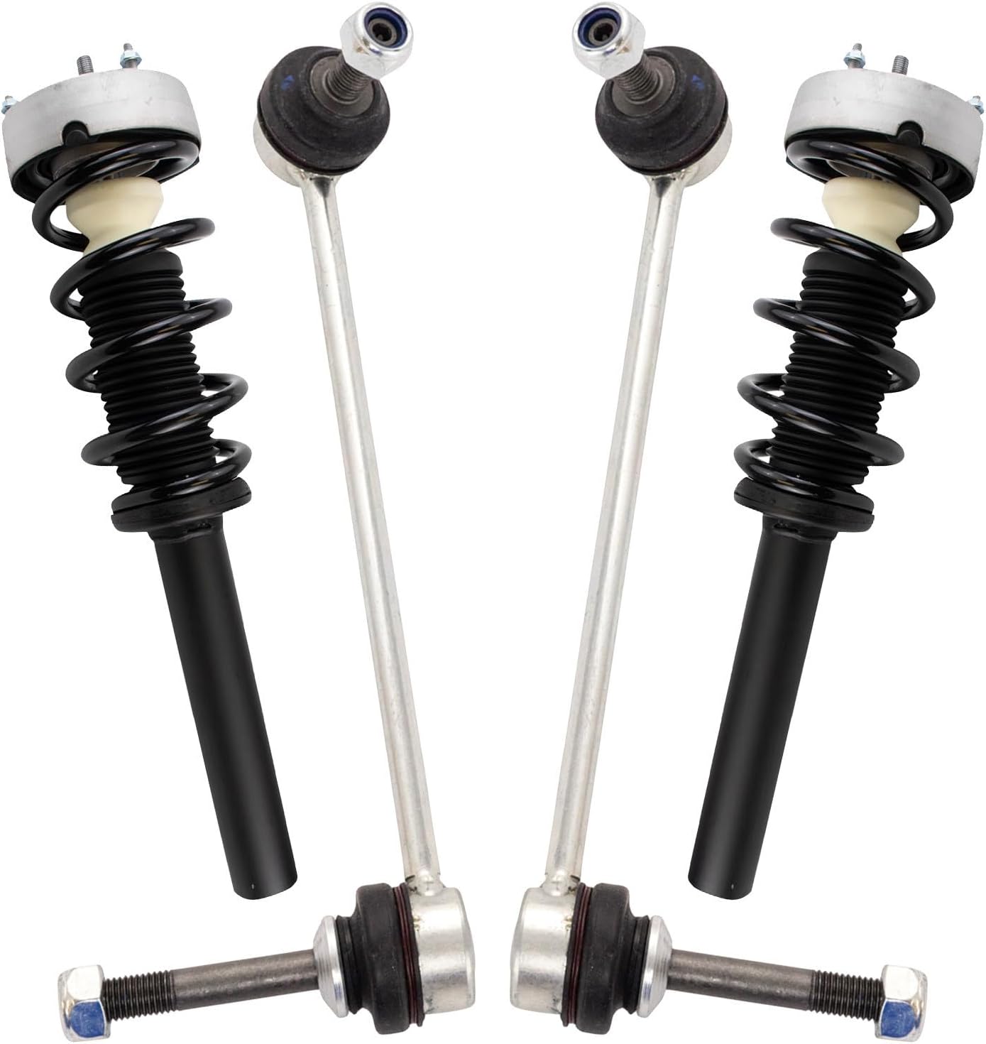 TRQ Front Suspension Kit Shock & Spring Strut Assembly Sway Bar Stabilizer Link Compatible with 2014-2018 BMW X5 2015-2019 X6