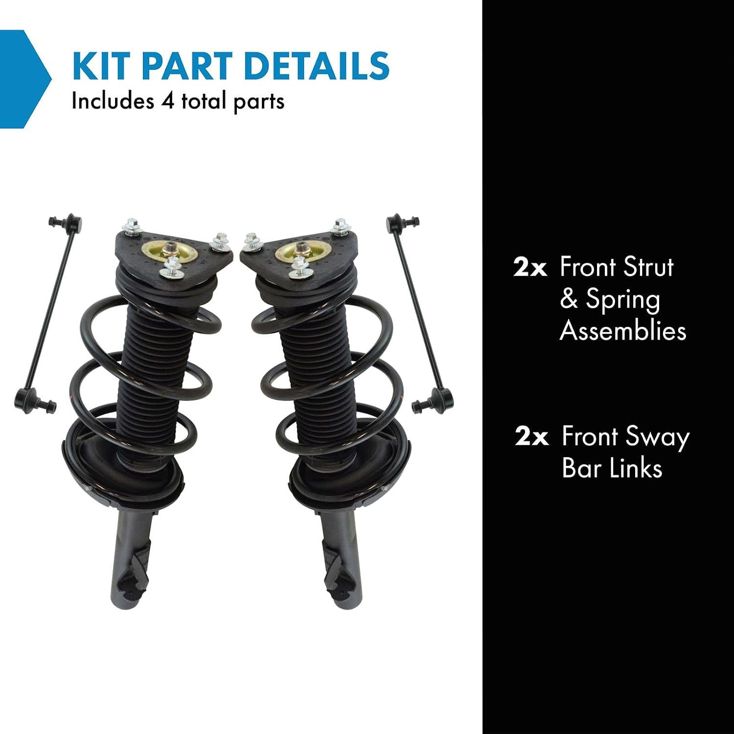 TRQ Front Suspension Kit Complete Strut & Coil Spring Assembly Sway Bar Stabilizer Link Compatible with 2013-2019 Ford Escape
