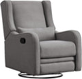 Pemberly Row Premium Fabric Glider Manual Recliner Nursery Rocking Chair for Living Room, Kids Room, Rocker Swivel Recliner with USB Port in Harbor Gray