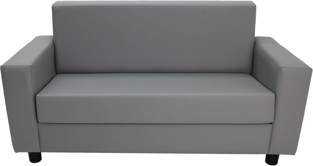Factory Direct Partners SoftScape Inspired Playtime Classic Reading Sofa, Children's Commercial-Grade Upholstered Furniture for Home, Daycare, Preschool, Library Comfy Modern Design - Grey, 14473-GY