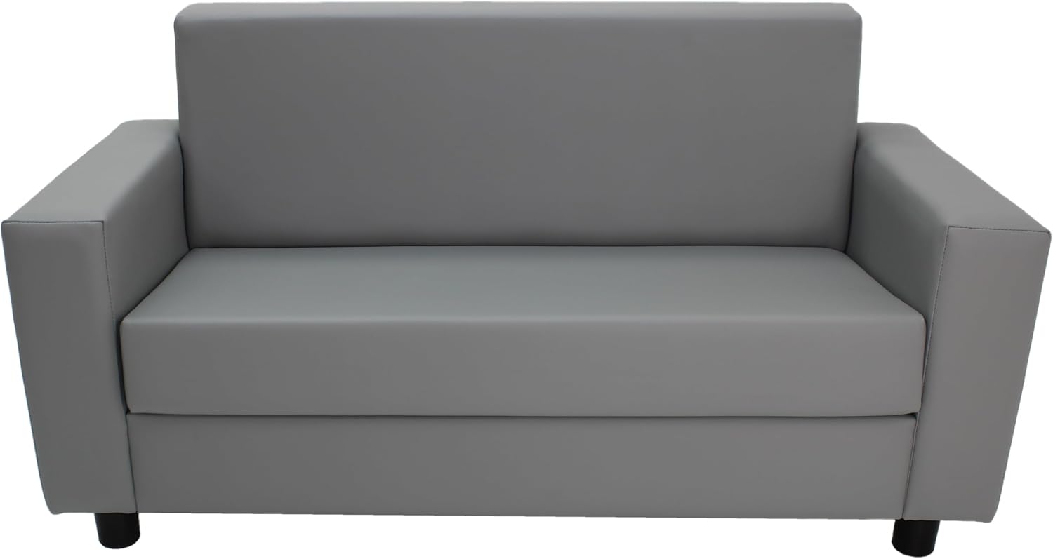 Factory Direct Partners SoftScape Inspired Playtime Classic Reading Sofa, Children's Commercial-Grade Upholstered Furniture for Home, Daycare, Preschool, Library Comfy Modern Design - Grey, 14473-GY