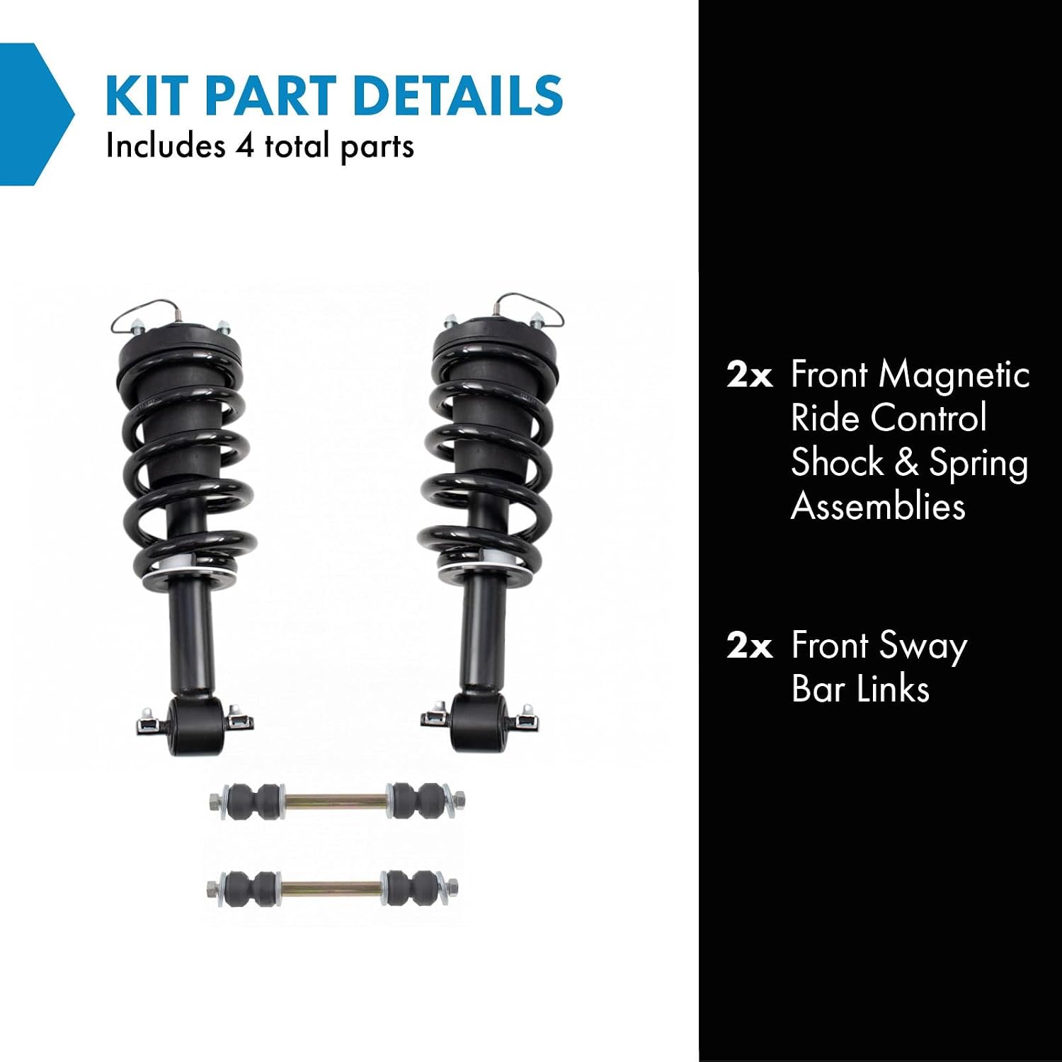 TRQ Front Suspension Kit Shock & Spring Strut Assembly Sway Bar Stabilizer Link Compatible with 15-20 Cadillac Chevrolet GMC