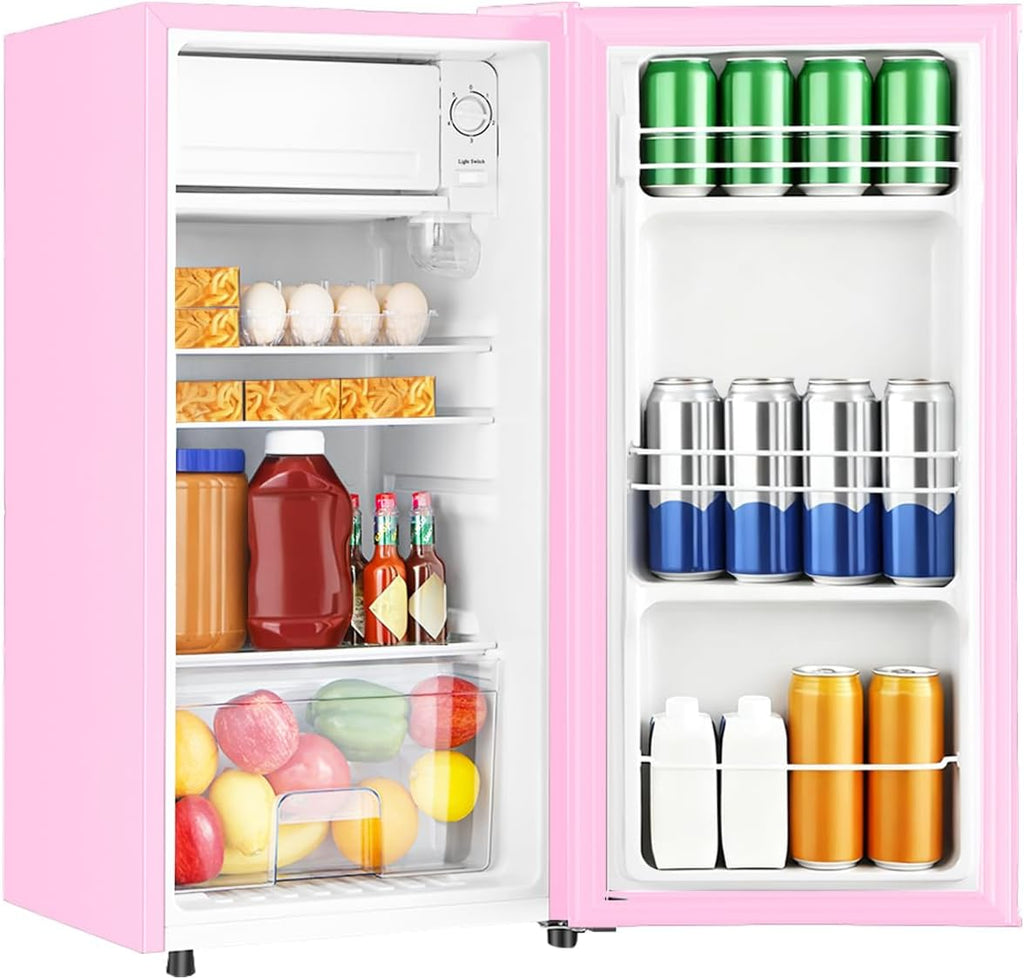 HAILANG 3.1 Cu.Ft Mini Fridge with Freezer, Single Door Mini Refrigerator, 5 Settings Temperature Adjustable, Compact Refrigerator for Apartment,Dorm, Office, Bedroom