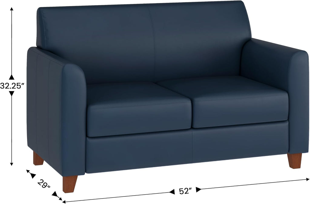 Flash Furniture Hercules Diplomat Series LeatherSoft Upholstered Loveseat, Modern Small Sofa for Living Room or Office, Navy