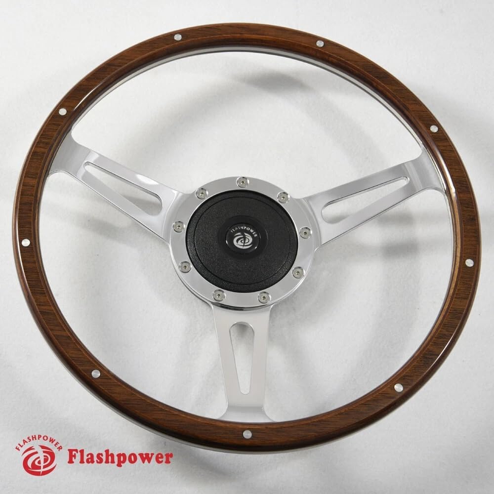 13'' Laminated Wood Steering Wheel with horn button