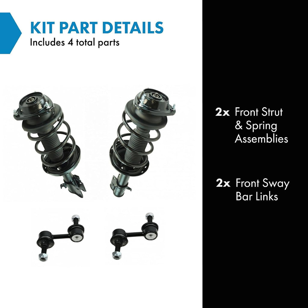 TRQ Front Suspension Kit Complete Strut & Coil Spring Assembly Sway Bar Stabilizer Link Compatible with 2004-2005 Subaru Forester