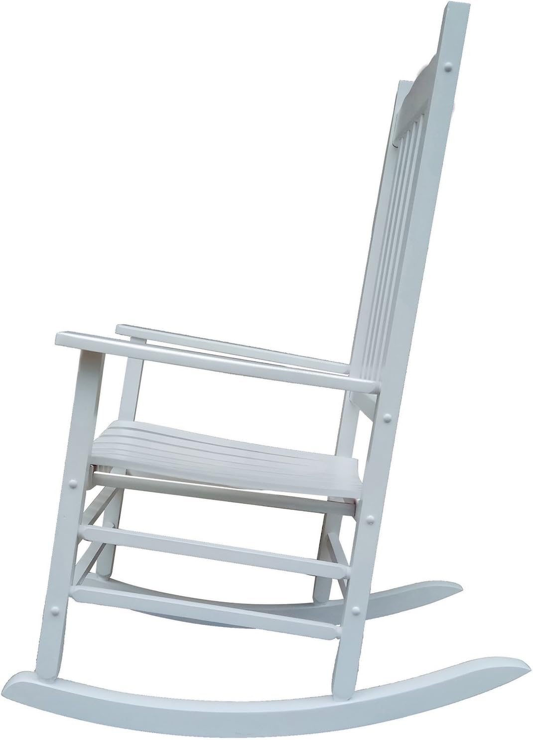 A001WT White Wood Porch Rocker/Outdoor Rocking Chair - Easy to Assemble - Comfortable Size - Outdoor or Indoor Use