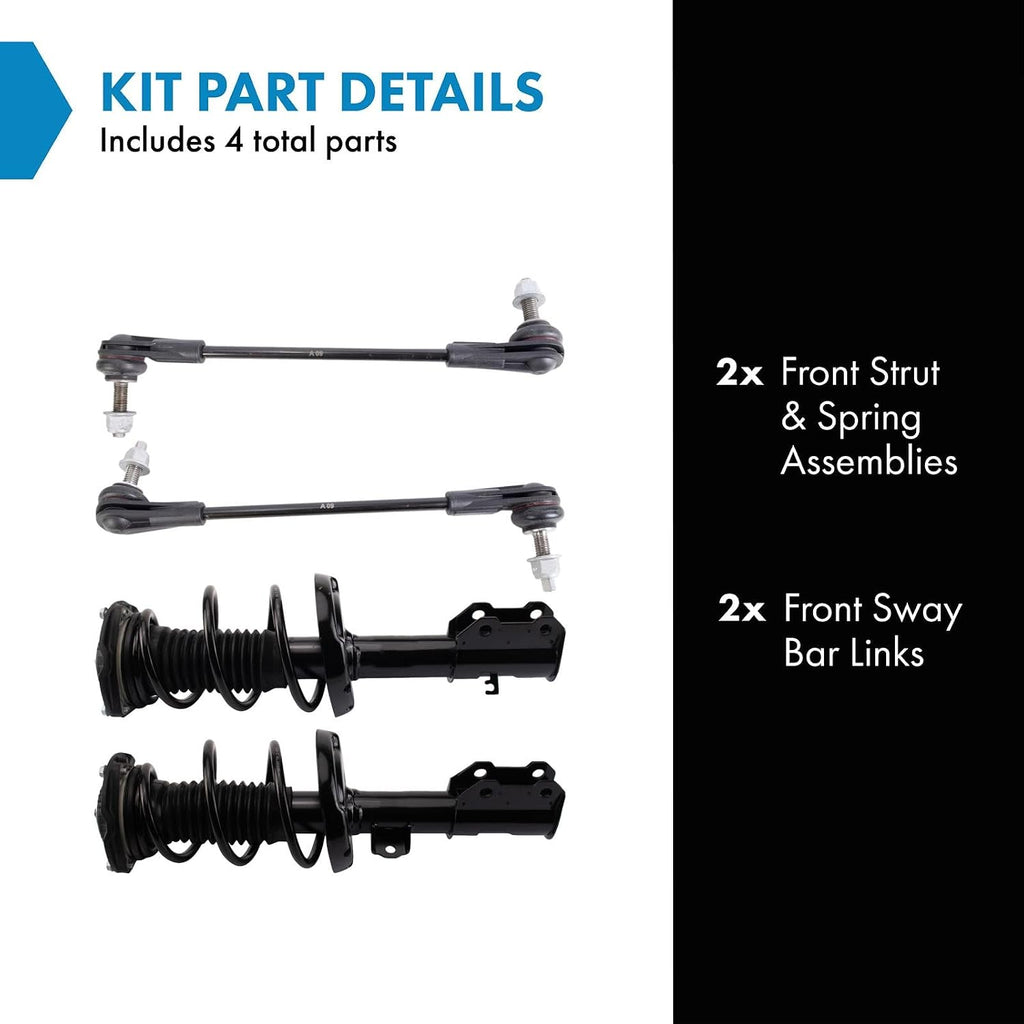 TRQ Front Suspension Kit Complete Strut & Coil Spring Assembly Sway Bar Stabilizer Link Compatible with 2016-2019 Chevrolet Cruze