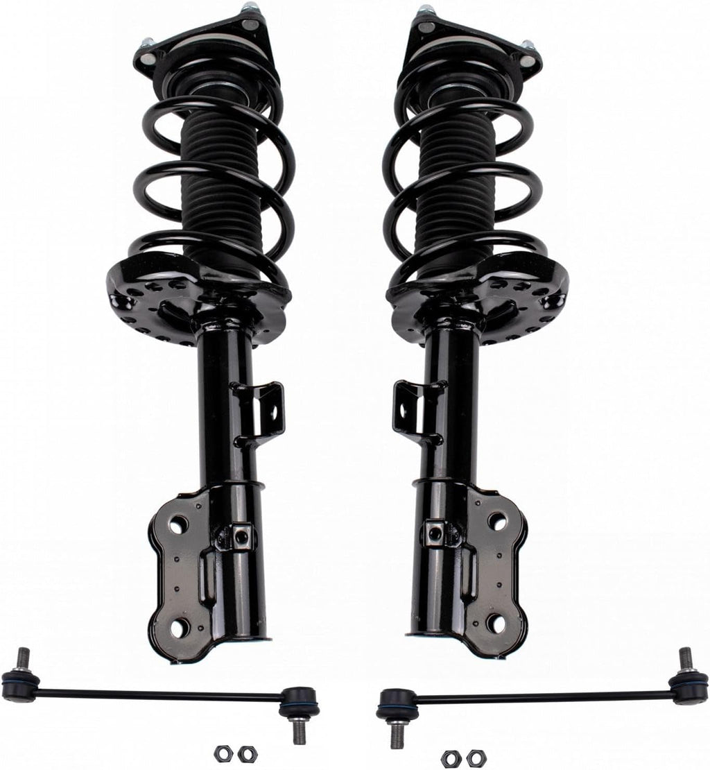 TRQ Front Suspension Kit Complete Strut & Coil Spring Assembly Sway Bar Stabilizer Link Compatible with 2014-2019 Kia Soul
