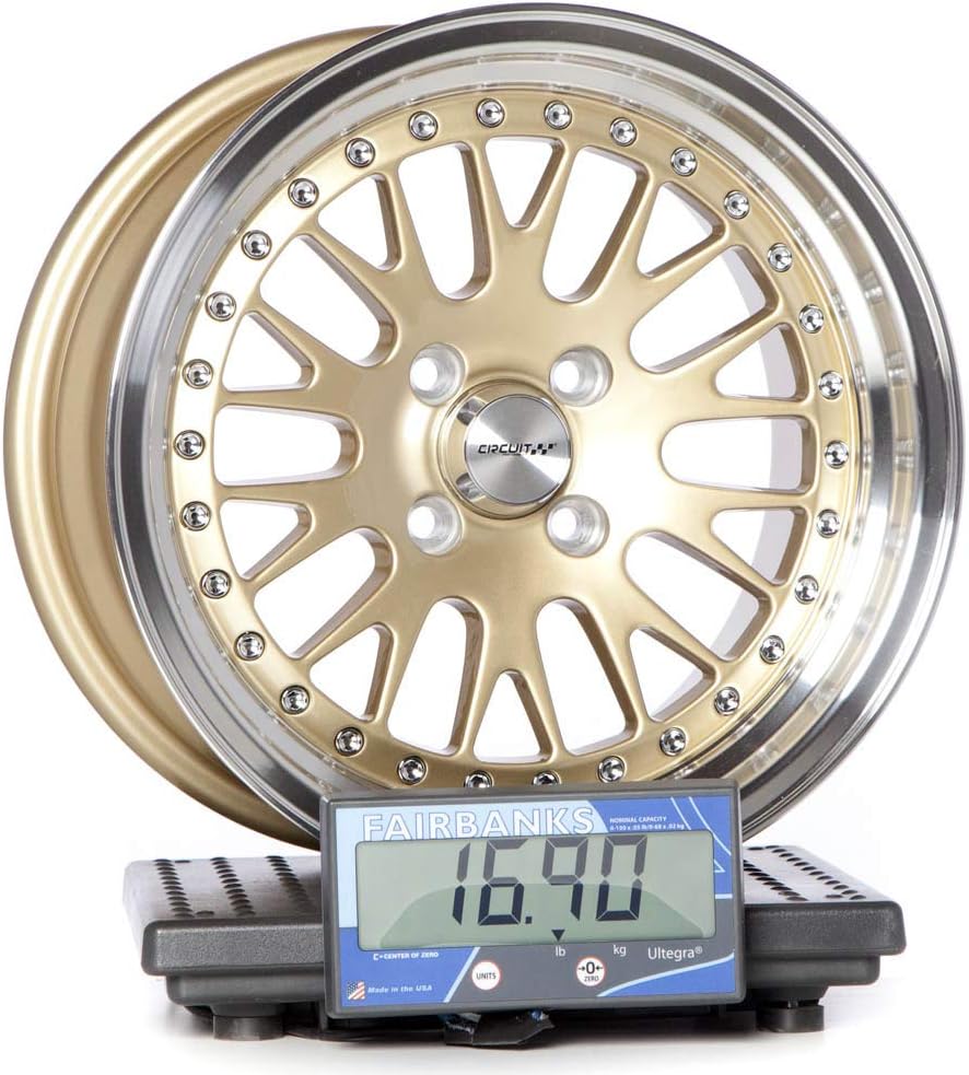 Circuit Performance CP21 15×8 Gloss Gold Wheel 4×100 [+25mm] compatible with Honda Civic EK EG, Acura Integra, BMW E30, Mazda Miata