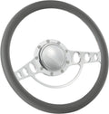 14'' Billet Half Wrap 9 Bolts Steering Wheel with 2'' Dish and Horn Button (Light Grey)