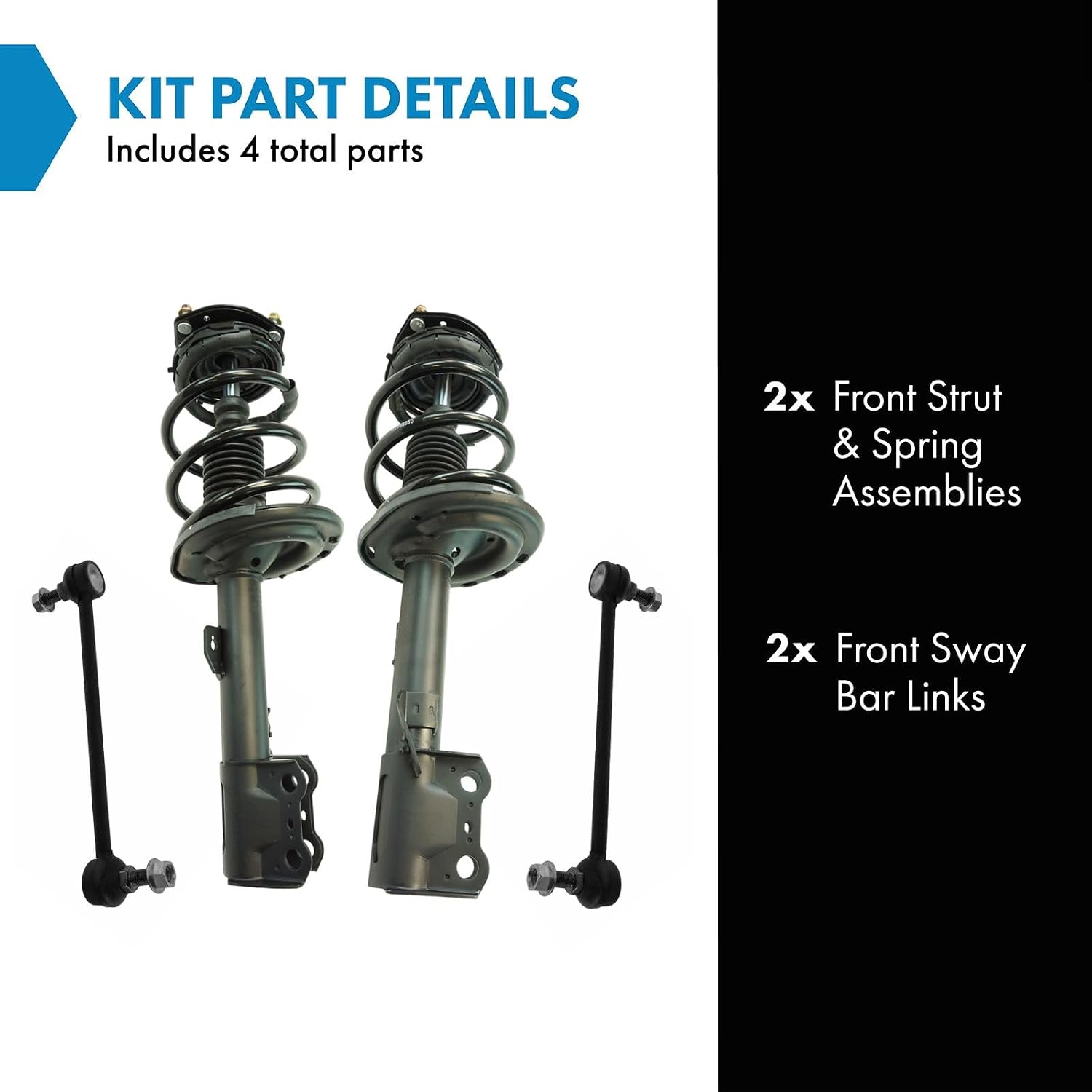 TRQ Front Suspension Kit Complete Strut & Coil Spring Assembly Sway Bar Stabilizer Link Compatible with 2009-2014 Toyota Venza