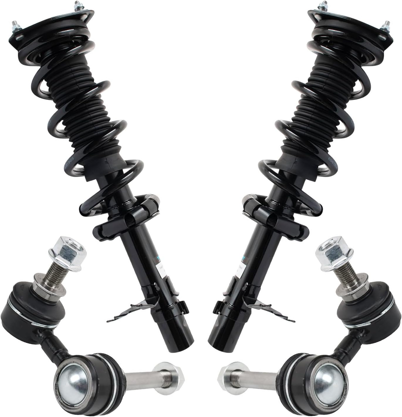 TRQ Front Suspension Kit Complete Strut & Coil Spring Assembly Sway Bar Stabilizer Link Compatible with 2014-2017 Infiniti QX70