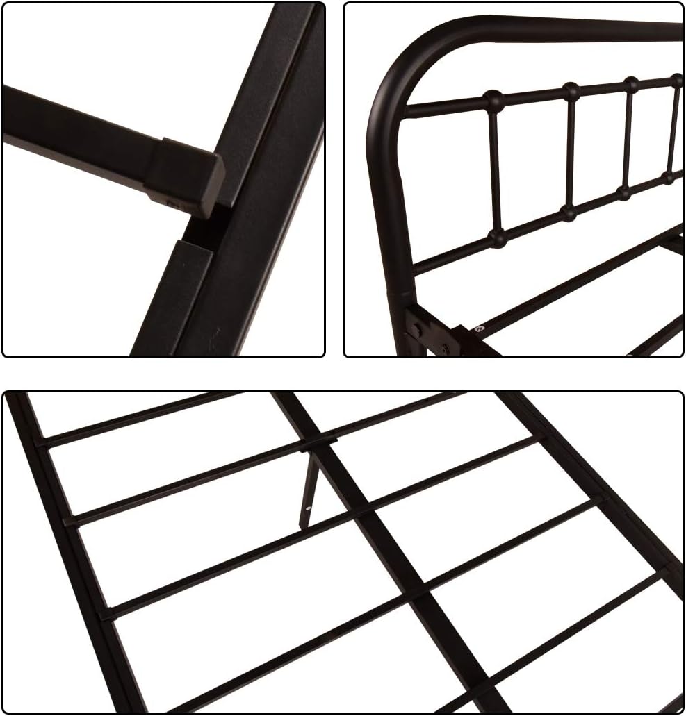 HOMERECOMMEND Metal Daybed Frame Heavy Duty Metal Slats Sofa Bed Platform Mattress Foundation Twin Day Bed Black Sanded Color