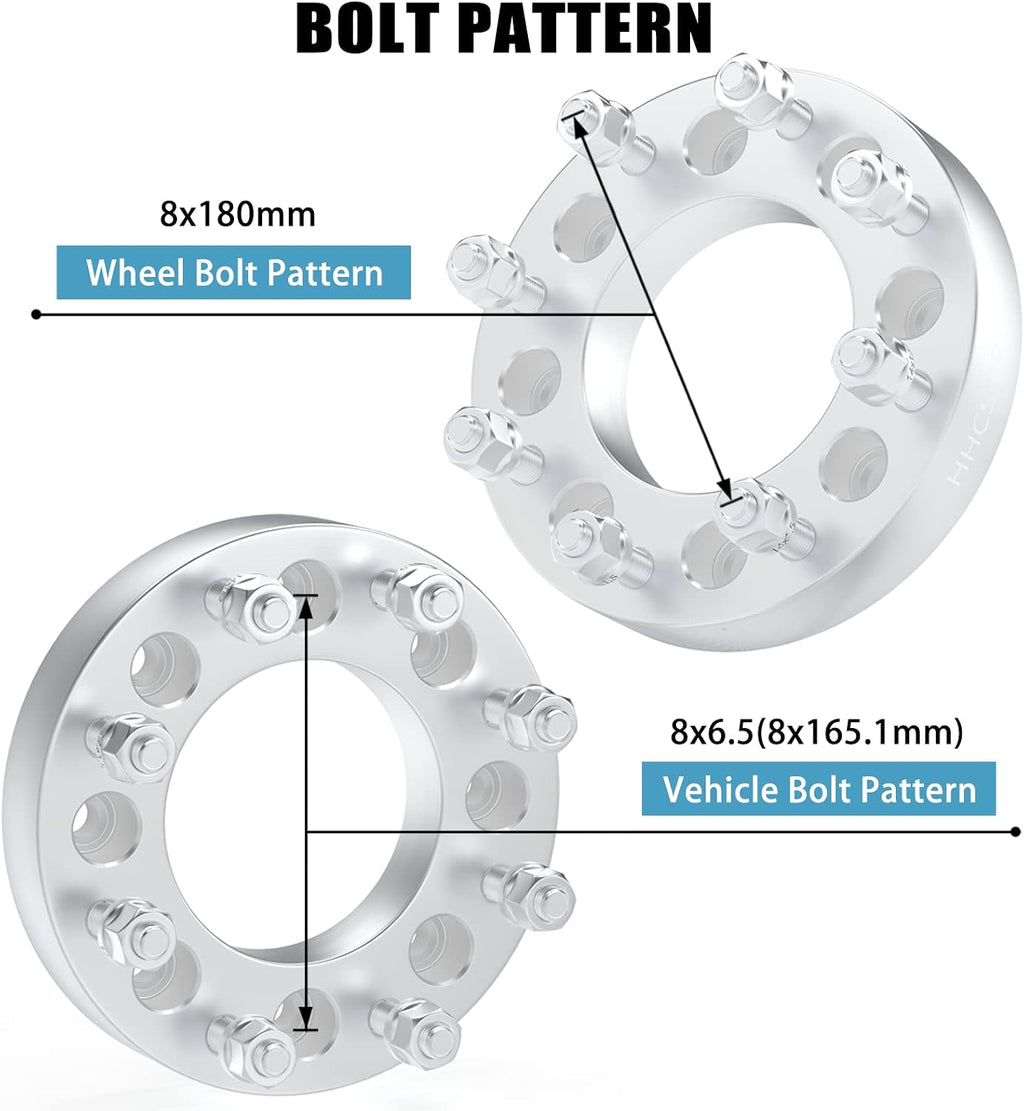 8x6.5 to 8x180 Wheel Spacers 1.5 inch (38mm) for 2001-2009 Chevy Silverado 1500 Suburban Express Avalanche GMC Sierra Savana Yukon 8x165.1 to 8x180 1.5inch Bore 117mm M14x1.5 Studs Wheel Adapter 4PCS