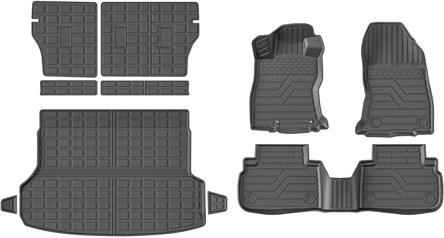 powoq Floor Mats Compatible with 2019-2024 Subaru Forester Cargo Liner Trunk Mat Backrest Liner Cargo Mat TPE Replacement for 2019-2024 Subaru Forester Accessories (Trunk Mat+Backrest Mats+Floor mats)