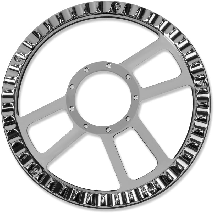 Chrome 14' Billet Aluminum 9 Holes Steering Wheel Split Tri Spoke Style with Black Leather Half Wrap & Smooth Horn Button & Adapter