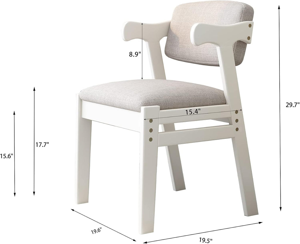 Kids Study Chair Rubber Wood Height Adjustable Dining/Leisure/Office Chair（White）