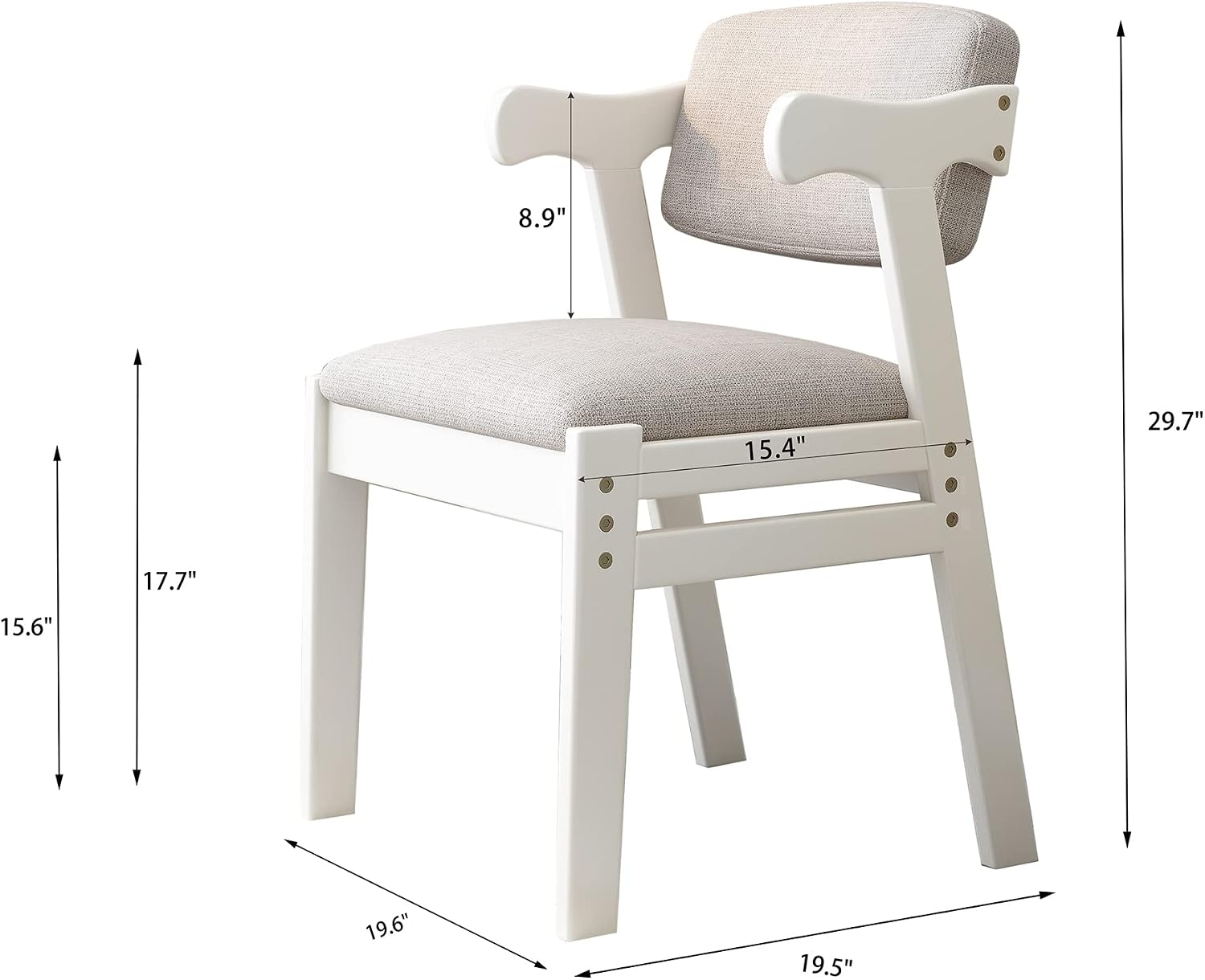 Kids Study Chair Rubber Wood Height Adjustable Dining/Leisure/Office Chair（White）