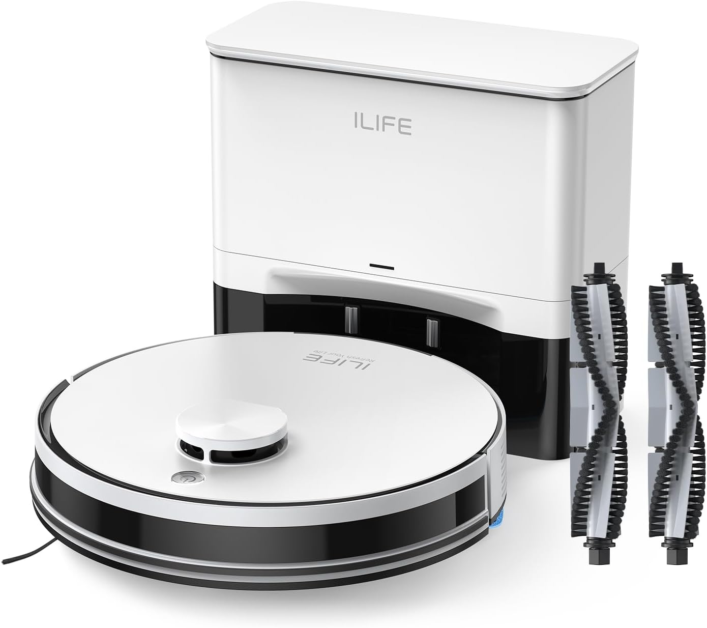 ILIFE A30 Pro Robot Vacuum and Mop Combo, Self Emptying Robot Vacuum Cleaner + Replacement Roller Brushes, 2 Pack Included