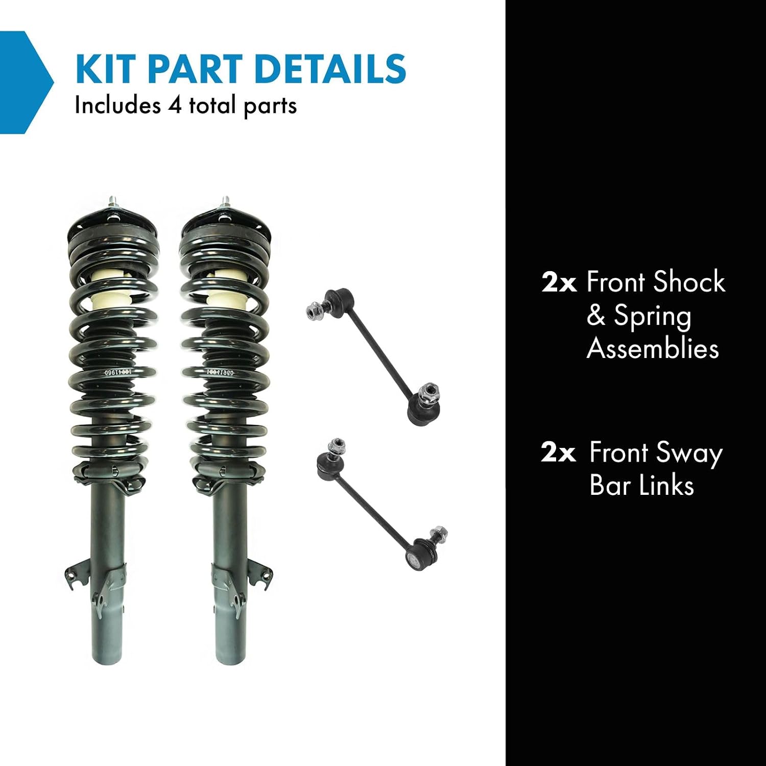 TRQ Front Suspension Kit Shock & Spring Strut Assembly Sway Bar Stabilizer Link Compatible with 2006-2009 Ford Fusion 2007-2009 Lincoln MKZ 2006 Zephyr Mercury Milan