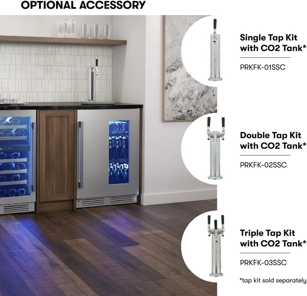 Zephyr Presrv™ 24' Stainless Steel Kegerator & Beverage Cooler - Indoor Refrigerator, Cellar Freestanding Fridge and Keg Beer Cooler - Compatible with Multiple Keg Configurations