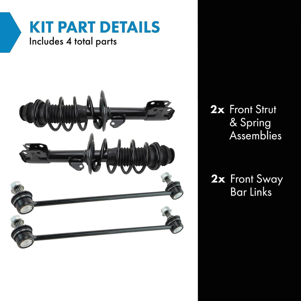 TRQ Front Suspension Kit Complete Strut & Coil Spring Assembly Sway Bar Stabilizer Link Compatible with 2011-2014 Scion xD