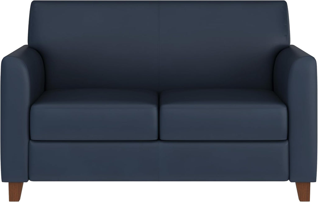 Flash Furniture Hercules Diplomat Series LeatherSoft Upholstered Loveseat, Modern Small Sofa for Living Room or Office, Navy