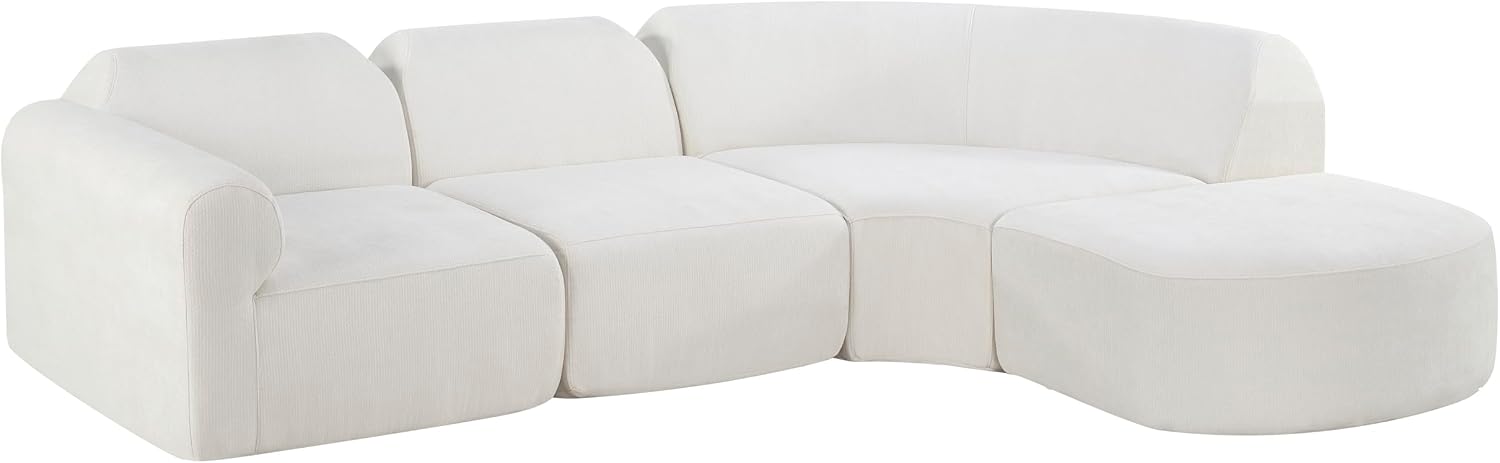 Merax Modern Curved Sectional Sofa with Ottoman, Couch 4-Piece Set High-Density Compressed Sponge, Fully Assembled, Right Hand Facing, Plush Deep Seat for Living Room, Lounge, Apartment, Beige