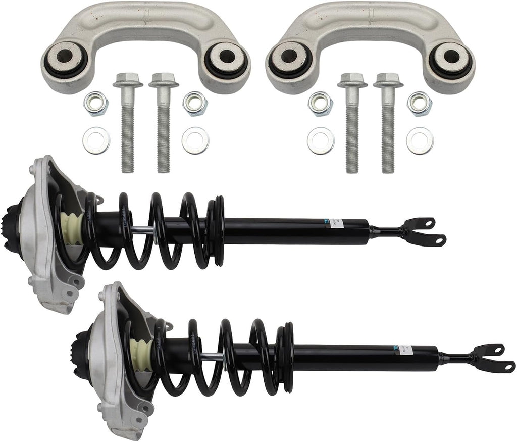 TRQ Front Suspension Kit Shock & Spring Strut Assembly Sway Bar Stabilizer Link Compatible with 2006-2011 Audi A6 2005-2011 A6 Quattro