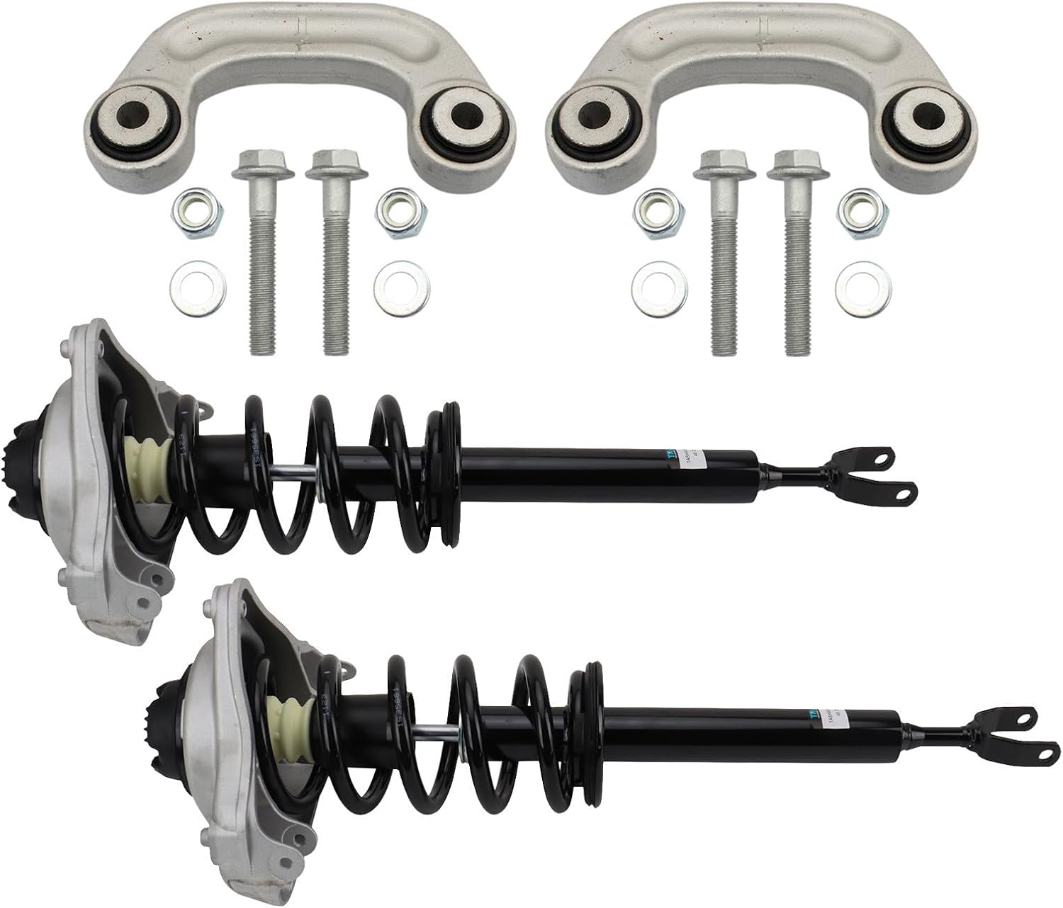 TRQ Front Suspension Kit Shock & Spring Strut Assembly Sway Bar Stabilizer Link Compatible with 2006-2011 Audi A6 2005-2011 A6 Quattro
