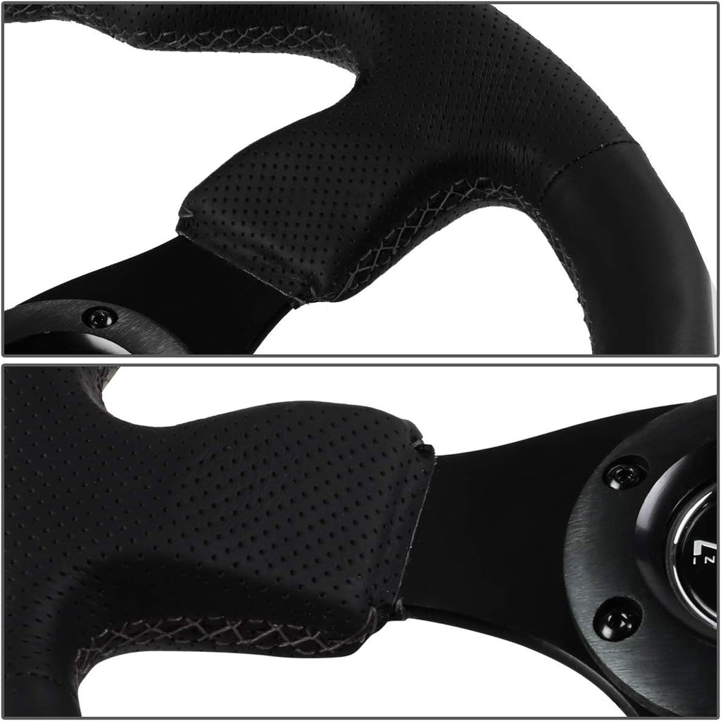 NRG Innovations RST-012R 320mm Race Style Leather Steering Wheel with Black stitch