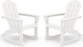 SERWALL Outdoor Adirondack Rocking Chairs Set of 2, All-Weather HDPE Adirondack Rocker Chair, Front Porch Rocker Chairs for Patio Lawn Porch Deck, White