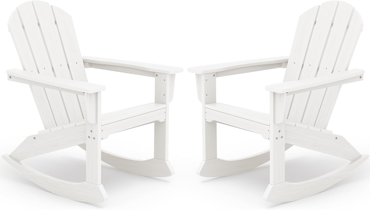 SERWALL Outdoor Adirondack Rocking Chairs Set of 2, All-Weather HDPE Adirondack Rocker Chair, Front Porch Rocker Chairs for Patio Lawn Porch Deck, White