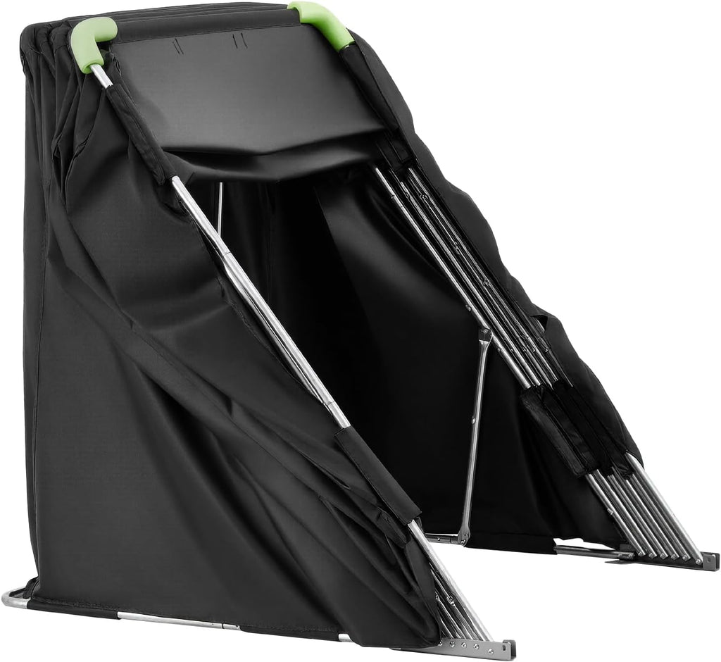 VEVOR Motorcycle Storage Shelter 110 x 43 x 63 in with Security Lock, 600D Oxford Flip-Up Garage Tent, Heavy-Duty All-Weather Motorcycle Cover Shed with 2 Side Windows, Outdoor Vehicle Shelter, Black