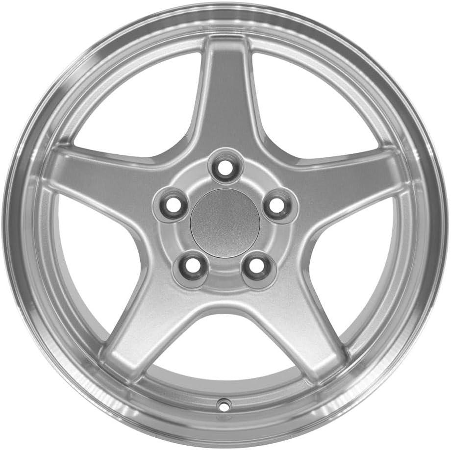 OE Wheels CV01 17 Inch Rim Fits Corvette C4 ZR1 Style 5x120.65 17x11 Gloss Silver Machined Lip - Hollander 5036 (1)