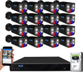 GW Security 16 Channel 12MP NVR 4K Two-Way Audio Full Color Night Vision Security Camera System with 16 x 8MP 4K Outdoor Indoor PoE Security Camera, Face Recognition/Human/Vehicle AI Detection