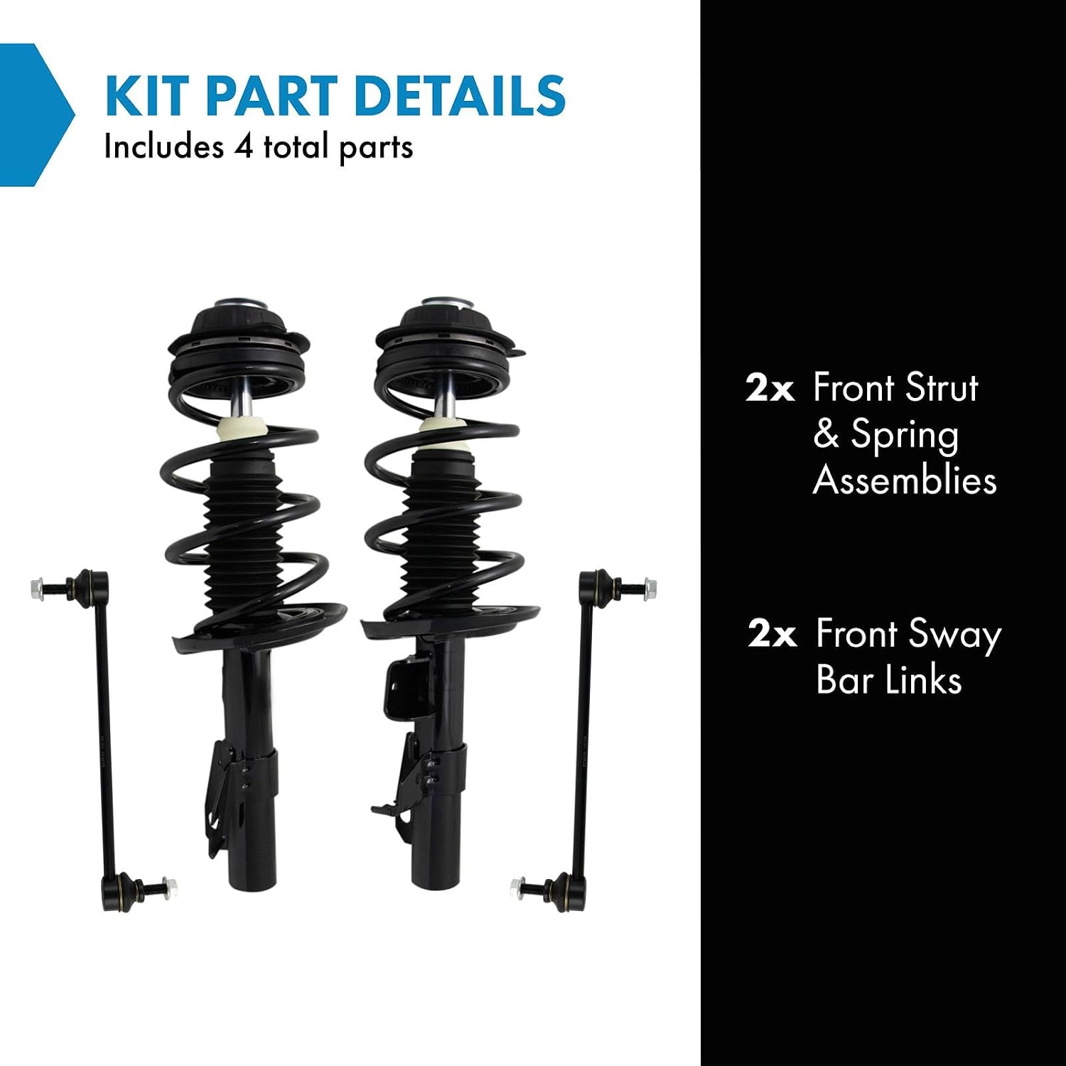 TRQ Front Suspension Kit Complete Strut & Coil Spring Assembly Sway Bar Stabilizer Link Compatible with 2013-2016 Dodge Dart