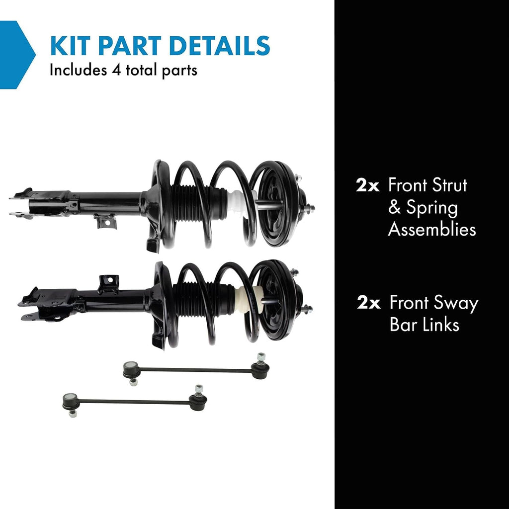 TRQ Front Suspension Kit Complete Strut & Coil Spring Assembly Sway Bar Stabilizer Link Compatible with 2008-2013 Mitsubishi Outlander
