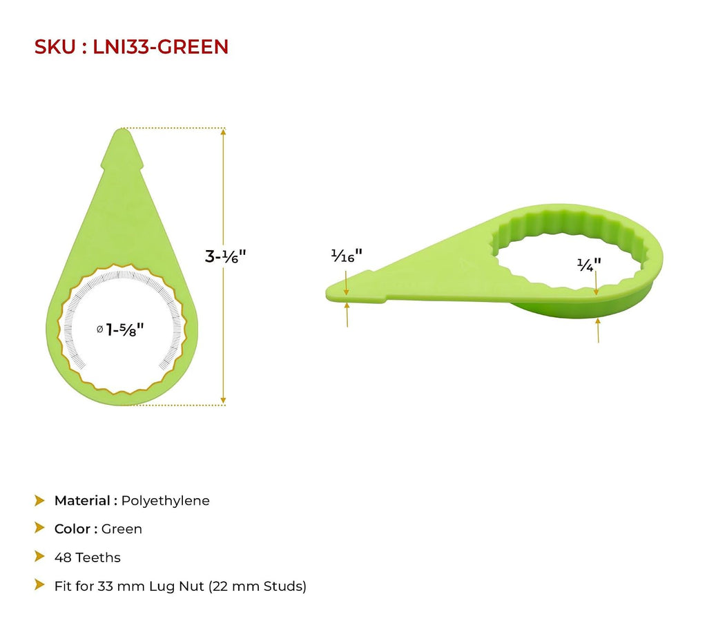 Mytee Products 400 Pcs Loose Wheel Lug Nut Indicator for 33MM Nuts - High Visibility Green 22mm Pointed Studs - Wheel Check Indicators for Commercial Trucks, Enclosed Trailers, Semi