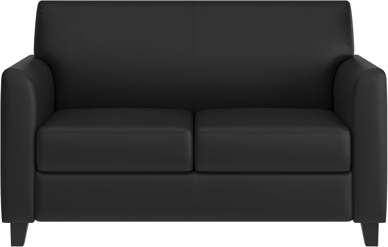 Flash Furniture Hercules Diplomat Series LeatherSoft Upholstered Loveseat, Modern Small Sofa for Living Room or Office, Black