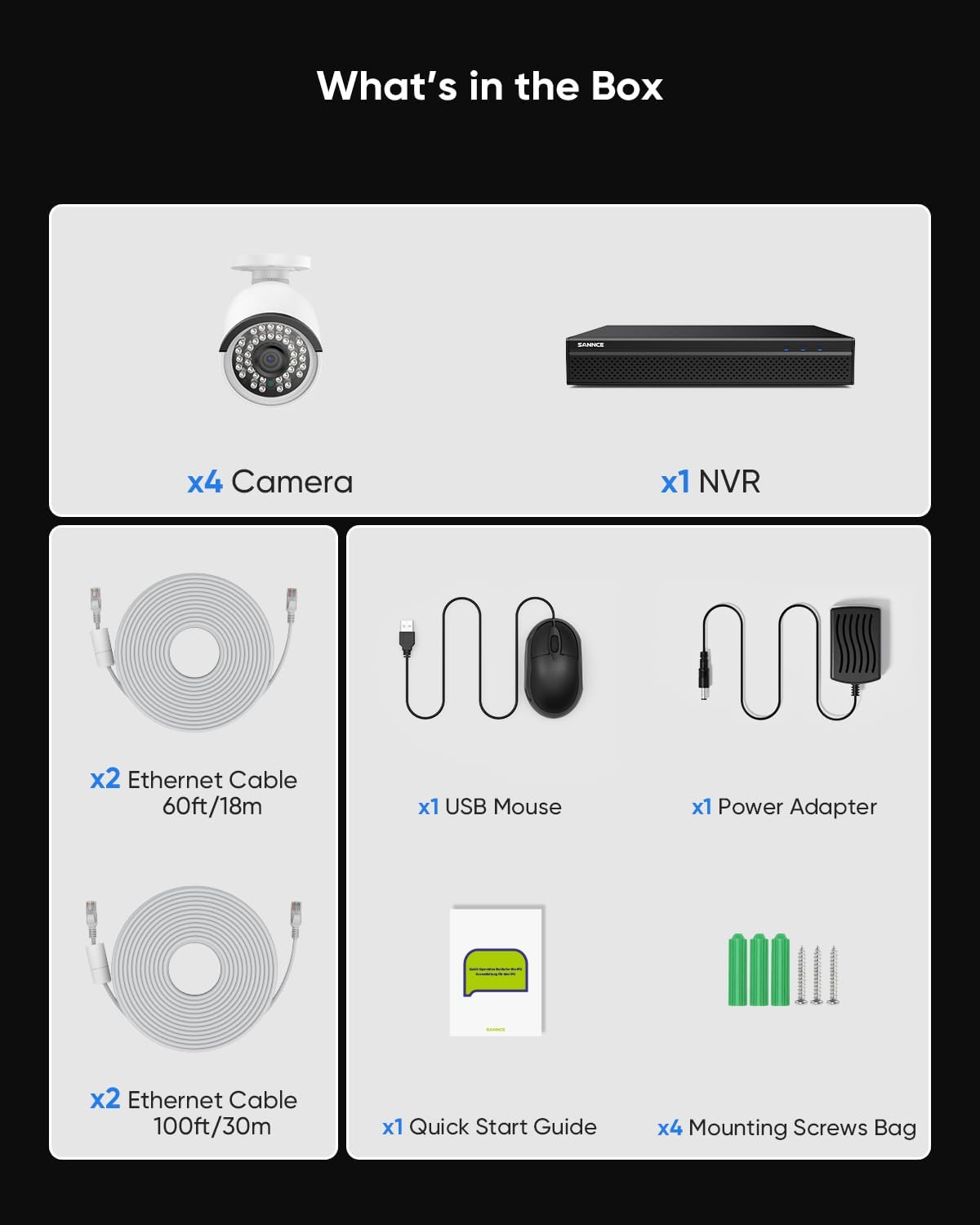 SANNCE 4K POE CCTV Home Security Camera System 8CH POE NVR Recorder with 2TB Hard Drive, 4X 5MP Outdoor Metal IP Cam 5MP Resolution, Power Over Ethernet, Easy Mobile Access with APP Alert