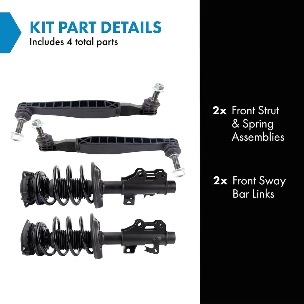 TRQ Front Suspension Kit Complete Strut & Coil Spring Assembly Sway Bar Stabilizer Link Compatible with 2016-2019 Chevrolet Camaro