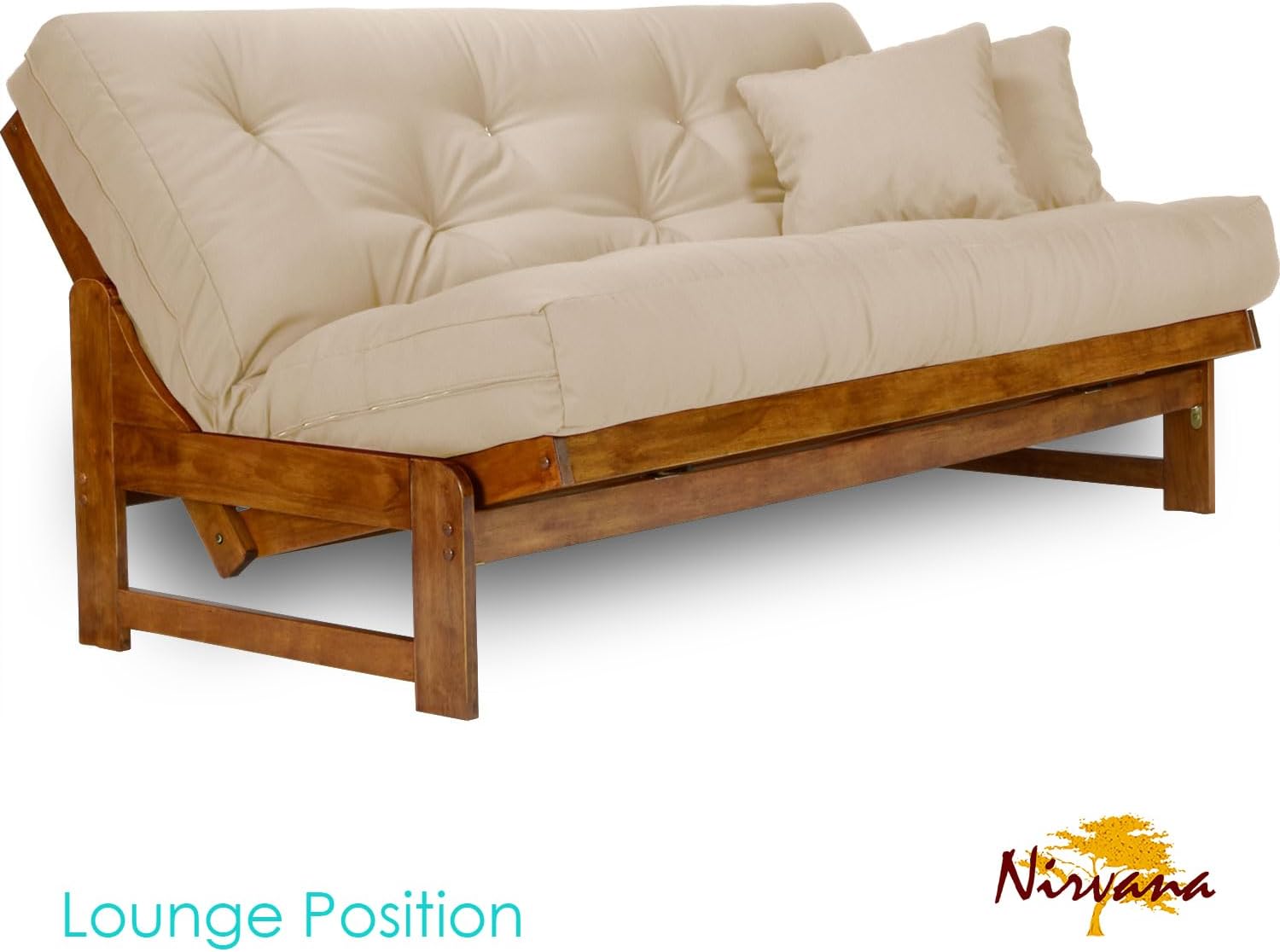 Nirvana Futons Arden Futon Set - Queen Size, Frame, 8' Mattress, Twill Khaki Cover