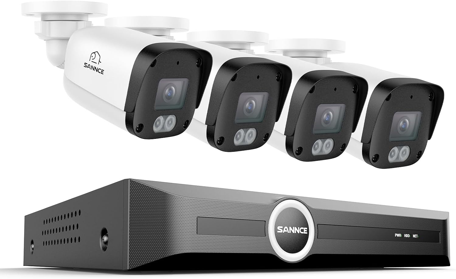 SANNCE 5MP PoE Security Camera System - 8CH 6MP NVR with 4PCS 5MP HD Weatherproof Bullet Surveillance Cameras with H.265 Video Compression, Smart IR LED, APP Push Alert, Remote Access (NO HDD)