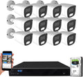 GW Security 16 Channel 12MP NVR 4K Security Camera System with 12 x 8MP PoE Spotlight Color Night Vision Outdoor/Indoor Microphone Bullet Cameras, Smart AI Human/Vehicle Detection