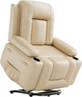 GarveeHome Recliner Chair, 360° Swivel Rocker Recliners with Heat & Massage, Soft Lazy Boy Recliner Chair with 2 Cup Holders and Side Pocket for Living Room Bedrooms and Nurseries (Beige, 22')